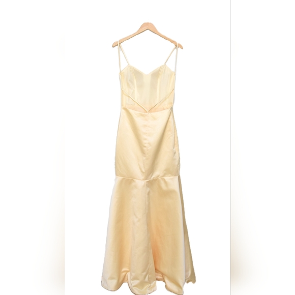 Butter Yellow Mermaid Floor Length Prom Dress Backless Fitted Size S Formal - Picture 7 of 11